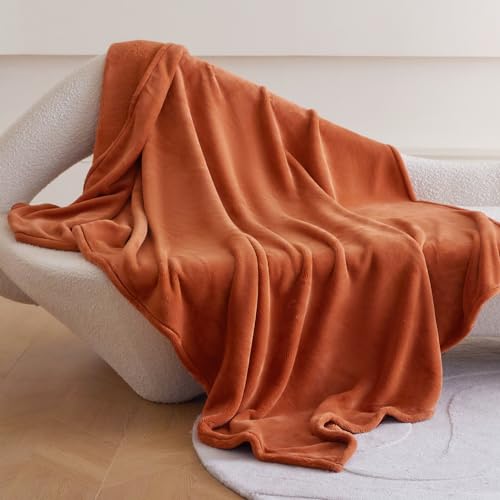 Soft Orange Fleece Blanket for King Size Couch or Bed (108x90 Inches)