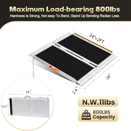 Portable Home Wheelchair Ramp - 29.2'' Wide, 800LBS Capacity